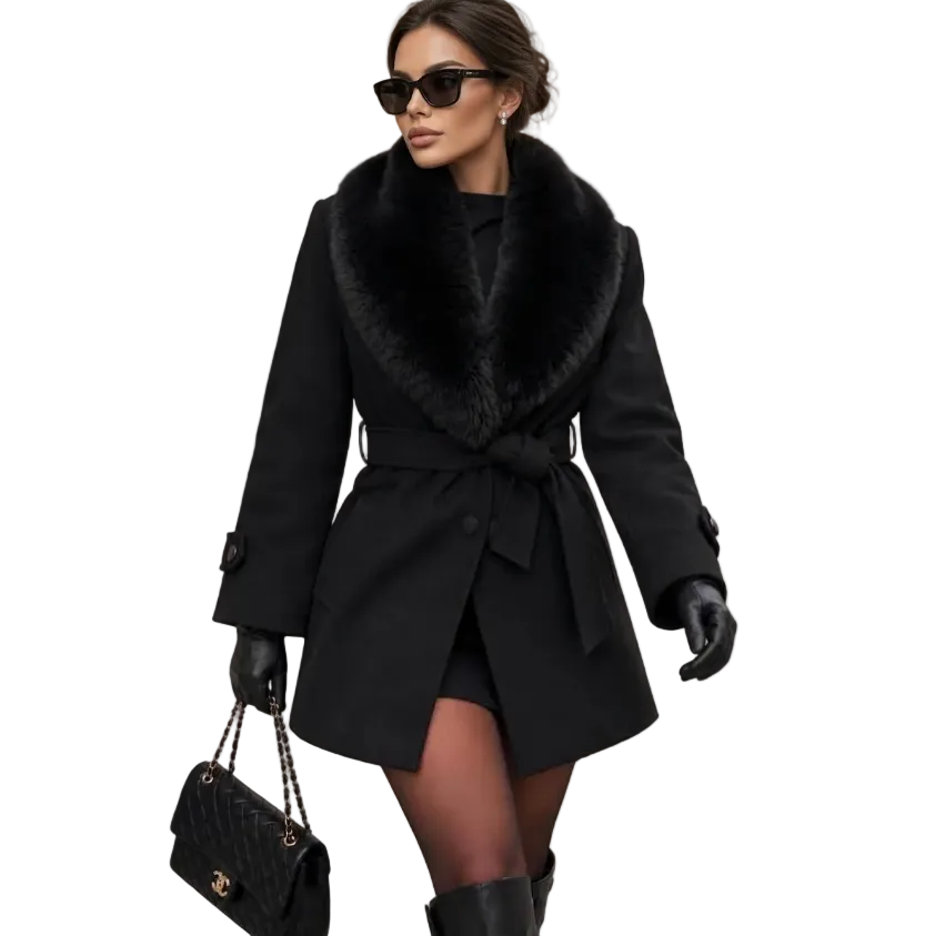 Elegance Fur-Collar Coat