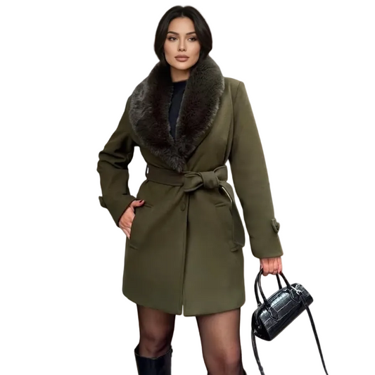 Elegance Fur-Collar Coat