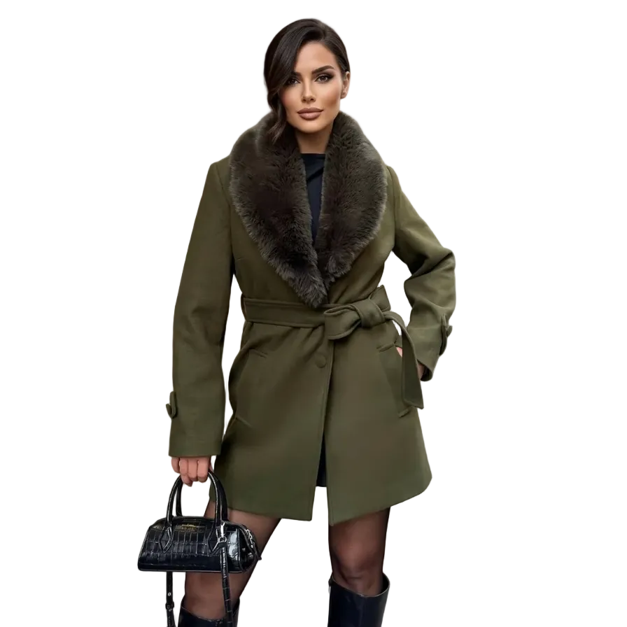 Elegance Fur-Collar Coat
