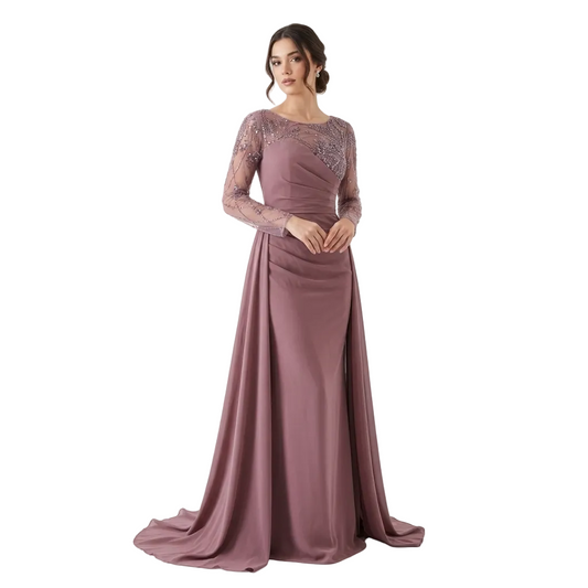 Dusty Mauve Embellished Gown