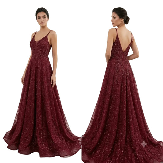 Beaded Lace A-Line Gown