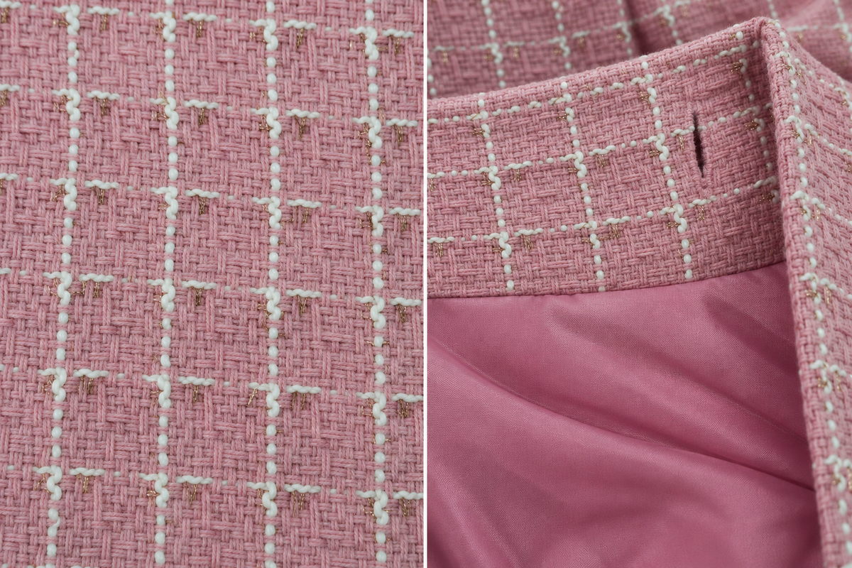close shot of the pink dress